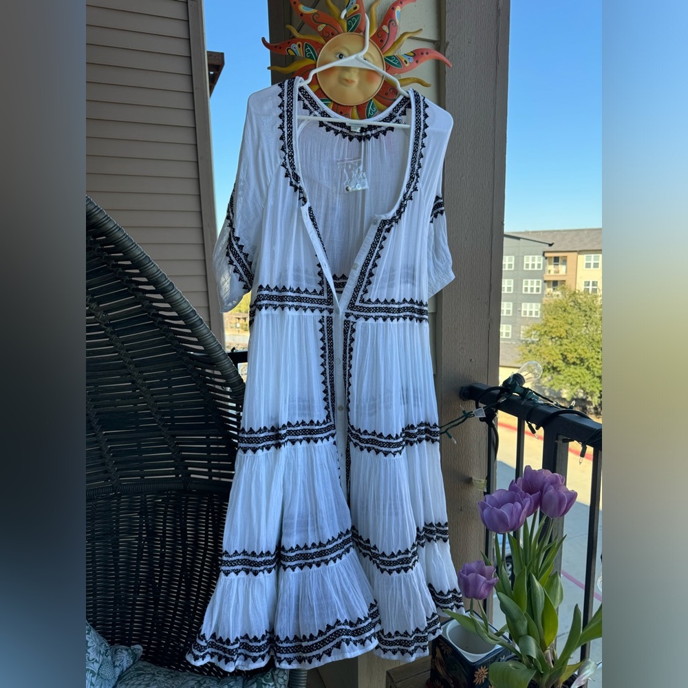 Sundance dress or bathing suit cover. Black and white.